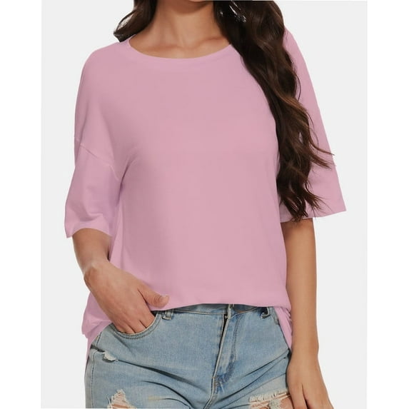 Women's Short Sleeve Crew Neck T-Shirt - Relaxed Fit, Soft Casual Tee