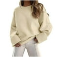 thumbnail image 1 of Women's Oversized Crewneck Long Sleeve Sweaters Fuzzy Knit Casual Chunky Warm 2024 Fall Pullover Top, 1 of 3