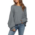 thumbnail image 1 of Women's Oversized Crewneck Sweater Batwing Puff Long Sleeve Cable Slouchy Pullover Jumper Tops, 1 of 4