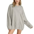 thumbnail image 1 of Women's Oversized Crewneck Sweaters Long Sleeve Fuzzy Knit Pullover Solid Color Warm Fall Top Trendy Outfits, 1 of 4