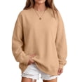 thumbnail image 1 of Women's Oversized Crewneck Sweatshirt with Drop Shoulders and Ribbed Cuffs Heather Grey Casual Top, S-2XL, 1 of 6