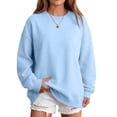 thumbnail image 1 of Women's Oversized Crewneck Sweatshirt with Drop Shoulders and Ribbed Cuffs Heather Grey Casual Top, S-2XL, 1 of 6