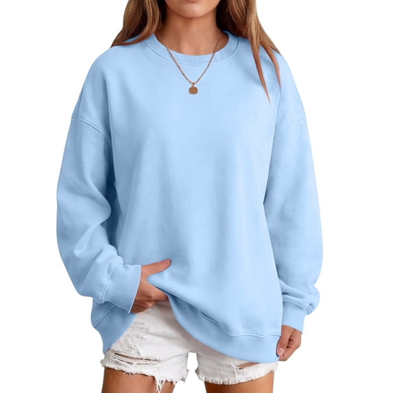 Women's Oversized Crewneck Sweatshirt with Drop Shoulders and Ribbed Cuffs Heather Grey Casual Top, S-2XL