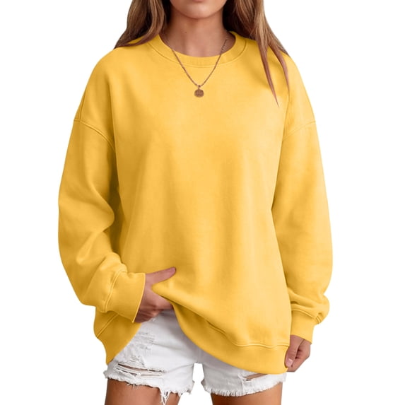Women's Oversized Crewneck Sweatshirt with Drop Shoulders and Ribbed Cuffs Heather Grey Casual Top, S-2XL