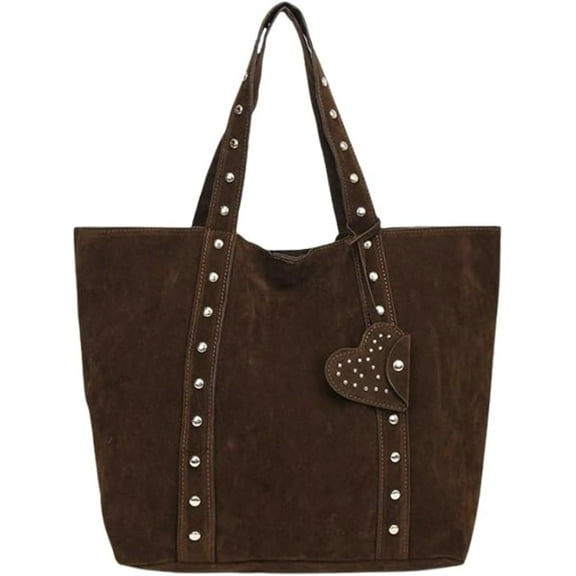 Women's Oversized Crossbody Bag Vintage Studded Tote Bag Top Handle Work Bag