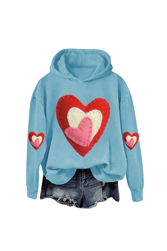 Women's Oversized Cute Heart Hoodie, Oversized Fuzzy Heart Hoodie Fuzzy Heart Graphic Hoodie Fuzzy Heart Casual Long Sleeve Hoodie Multiple Color Oversized Hoodie