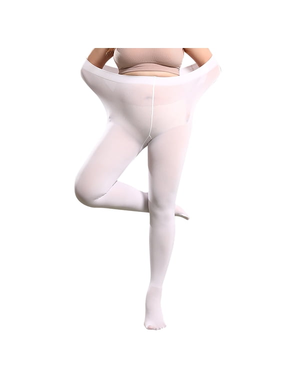 Women's Oversized Dance Tights Velvet Soft Stretch Footed Tights Plus Size Tights for Dance Practice
