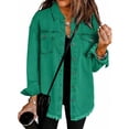 thumbnail image 1 of Women's Oversized Denim Jacket Casual Long Boyfriend Distressed Jean Jacket Long Sleeve Button Up Frayed Hem Shacket, 1 of 3