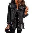 thumbnail image 1 of Women's Oversized Denim Jacket Casual Long Sleeve Denim Shirts Distresse Jean Jacket Fall Outfits, 1 of 6
