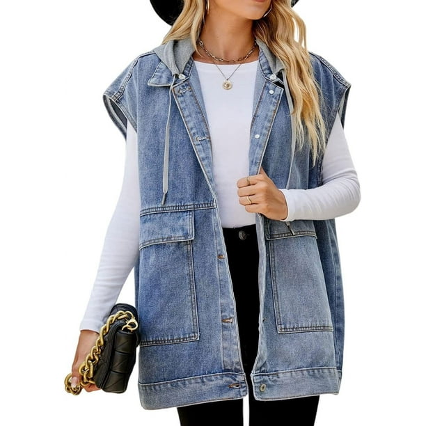 Denim vest long discount