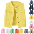 thumbnail image 1 of Women's Oversized Denim Vest – Y2K Sleeveless Jean Jacket with Button Down Front & Pockets, Casual Fall Outfits for Going Out & Daily Wear, 1 of 9