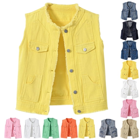 Women's Oversized Denim Vest – Y2K Sleeveless Jean Jacket with Button Down Front & Pockets, Casual Fall Outfits for Going Out & Daily Wear