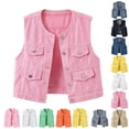 thumbnail image 1 of Women's Oversized Denim Vest – Y2K Sleeveless Jean Jacket with Button Down Front & Pockets, Casual Fall Outfits for Going Out & Daily Wear, 1 of 10
