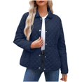 thumbnail image 1 of Women's Oversized Down Lightweight Button Quilted Coat Long Sleeves Pocket Down Coat, 1 of 9