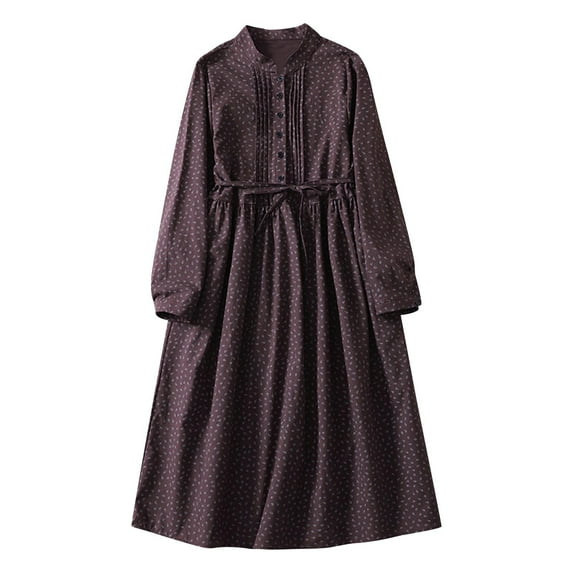 ZQUUVOU Women's Oversized Dress Solid Color Loose Fitting Long Dress Coffee