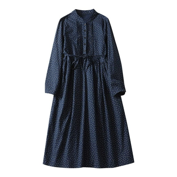 ZQUUVOU Women's Oversized Dress Solid Color Loose Fitting Long Dress Navy