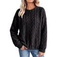thumbnail image 1 of Women's Oversized Fall Sweaters Casual Long Sleeve Crewneck Chunky Cable Knit Pullover Tops Winter Clothes Dark Gray Free Size, 1 of 9