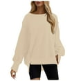 thumbnail image 1 of Women's Oversized Fall Winter Sweatshirts Long Sleeve Crew Neck Casual Solid Color Pullover Tops Shirts, 1 of 4