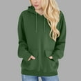 thumbnail image 1 of Women's Oversized Fashion Hoodies Casual Solid Color Knit Long Sleeve Pullover Tops with Vertical Pockets (L, Army Green), 1 of 7