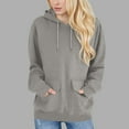 thumbnail image 1 of Women's Oversized Fashion Hoodies Casual Solid Color Knit Long Sleeve Pullover Tops with Vertical Pockets (M, Gray), 1 of 7