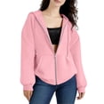 thumbnail image 1 of Women's Oversized Fit Zip Up Hoodie Soft Cotton Baggy Hooded Sweatshirt with Kangaroo Pockets, 2XL, 1 of 4
