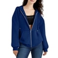 thumbnail image 1 of Women's Oversized Fit Zip Up Hoodie Soft Cotton Baggy Hooded Sweatshirt with Kangaroo Pockets, XL, 1 of 4