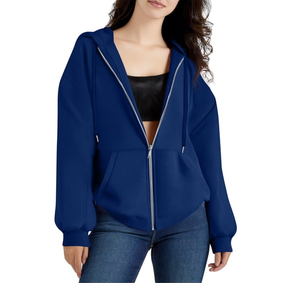 Women's Oversized Fit Zip Up Hoodie Soft Cotton Baggy Hooded Sweatshirt with Kangaroo Pockets, XL