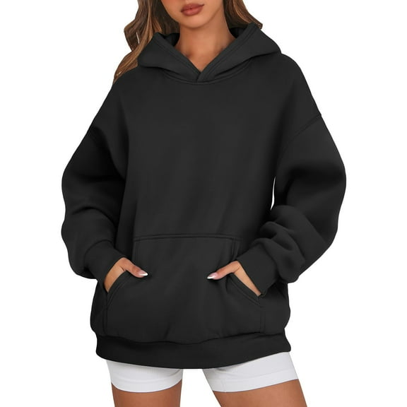 Women's Oversized Fleece Hoodie Sweatshirt, Casual Long Sleeve Pullover with Kangaroo Pocket, Warm Fall Winter Loungewear