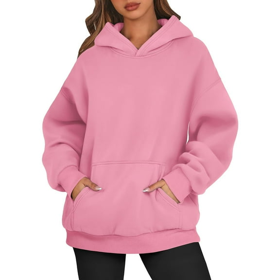 Women's Oversized Fleece Hoodie Sweatshirt, Casual Long Sleeve Pullover with Kangaroo Pocket, Warm Fall Winter Loungewear