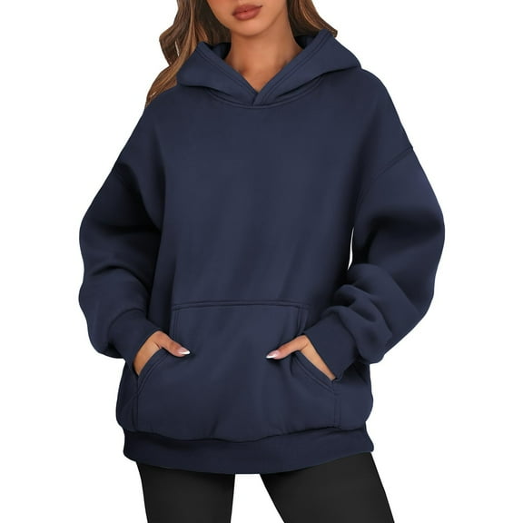 Women's Oversized Fleece Hoodie Sweatshirt, Casual Long Sleeve Pullover with Kangaroo Pocket, Warm Fall Winter Loungewear