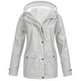 thumbnail image 1 of Women's Oversized Fleece Lined Raincoat Waterproof Trench Coat Winter Outdoor Warm Plus Size Rain Jacket Windproof Windbreaker Sports Overcoat, 1 of 5