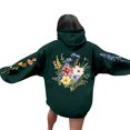 thumbnail image 1 of Women's Oversized Floral Embroidered Hoodie Cozy Red Pullover with Colorful Flower Design, Casual Wear, 1 of 4