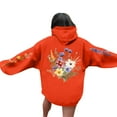 thumbnail image 1 of Women's Oversized Floral Embroidered Hoodie Cozy Red Pullover with Colorful Flower Design, Casual Wear, 1 of 4