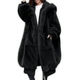 thumbnail image 1 of Women's Oversized Fluffy Faux Fur Coat Long Sleeve Hooded Winter Jacket with Pockets Warm and Stylish Outerwear, 1 of 5