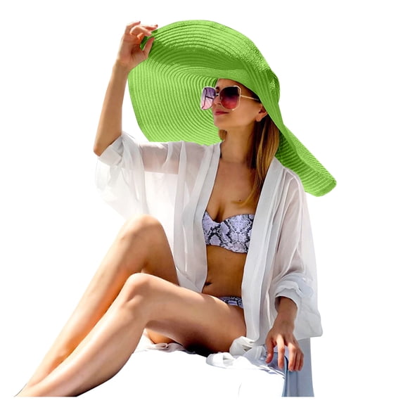 Women's Oversized Foldable Straw Sun Hat for Women,Wide Brim UV Protection Beach Hat,Packable Roll Up Sun Hat for Summer Beach Vacation, Outdoor Large Floppy Sun Hat, Fashion Big Brim Sun Hat