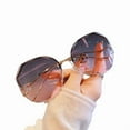 thumbnail image 1 of Women's Oversized Geometric Rimless Sunglasses with Gradient Lenses and Decorative Storage Case, 1 of 1