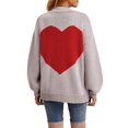 thumbnail image 1 of Women's Oversized Heart Print Cardigan - Longline Open Front Coatigan Sweater, 1 of 7