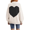 thumbnail image 1 of Women's Oversized Heart Print Cardigan - Longline Open Front Coatigan Sweater, 1 of 5
