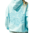 thumbnail image 1 of Womens Oversized Hibiscus Graphic Embroidery Hoodie Preppy Cotton Sweatshirt for Teen Grils LightBlue, XS, 1 of 4