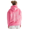 thumbnail image 1 of Womens Oversized Hibiscus Graphic Embroidery Hoodie Preppy Cotton Sweatshirt for Teen Grils Pink, M, 1 of 7
