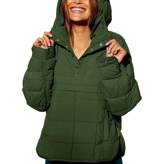 Women's Oversized Hooded Puffer Jacket, Quilted Lightweight Winter Warm Pullover, Padded Hoodies Coat, for Casual Outdoor and Daily Use