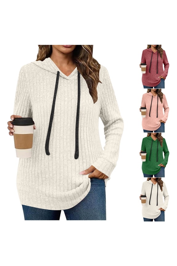 Women's Oversized Hooded Pullover Sweater Top Long Sleeve Knit Warm Casual Loungewear Streetwear Travel Essential Gift for Women | Aestivo,Beige XL