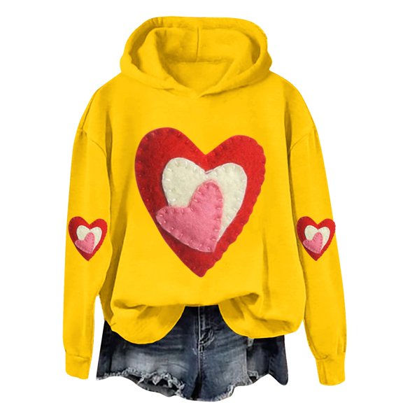 Women's Oversized Hooded Sweatshirt Women's Casual Hooded Sweatshirt Cute Valentine's Day Hooded Pullover for Women Women's Casual Valentine's Day Long Sleeve Hooded Sweatshirt