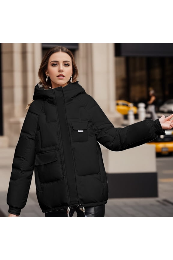 Women's Oversized Hooded Thick Warm Casual Winter Coat Plus Size Jacket Windproof down Jacket Women Women Anorak Winter Jacket Juniors Long Jean Jacket Winter Womens Downs Coat for Women Hood Jacket
