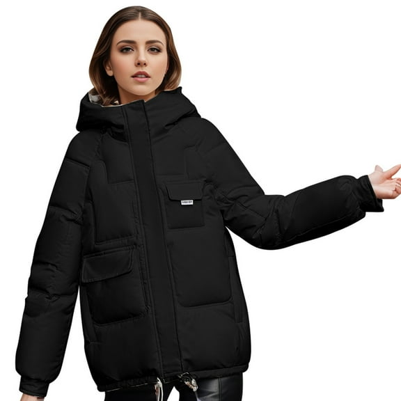 Women's Oversized Hooded Winter Coat Thick Warm Plus Size Jacket Casual Outerwear Windproof for Cold Weather