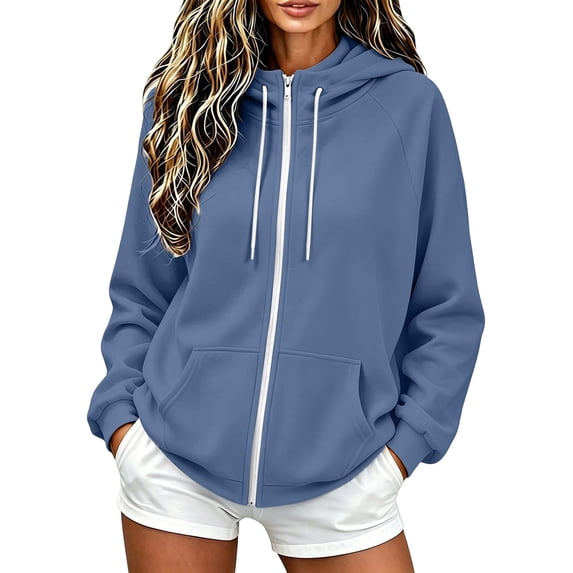 Women's Oversized Hooded Zip Up Sweatshirt Long Sleeve Top Hoodie Sweatshirts Casual Jacket Loose Fit Top Fall Winter Outwear
