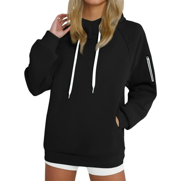 Women's Oversized Hoodie Fashion Turtleneck Long Sleeve Sweatshirts with Pocket Casual Solid Drawstring Zip Pullover Sweater Hoodies Fall Fashion Preppy Tops