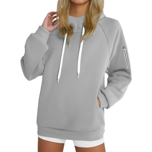Women's Oversized Hoodie Fashion Turtleneck Long Sleeve Sweatshirts with Pocket Casual Solid Drawstring Zip Pullover Sweater Hoodies Fall Fashion Preppy Tops