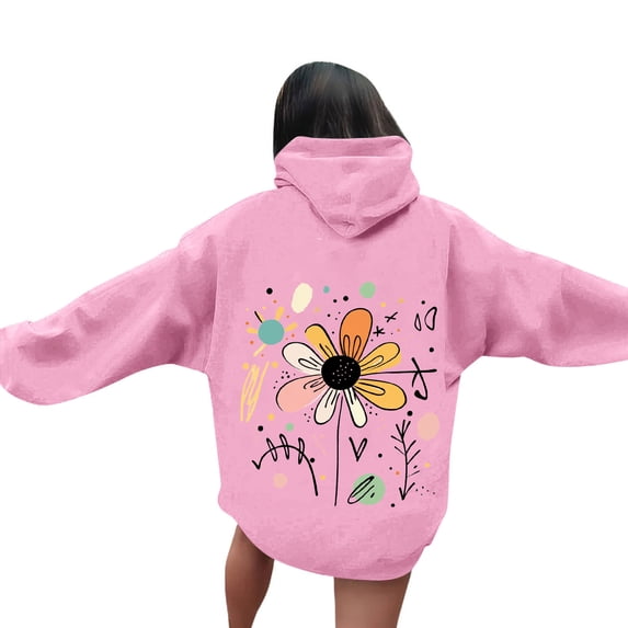 Women's Oversized Hoodie Fleece Sweatshirts Graphic Print Pullover with Kangaroo Pocket Comfy Fall Winter Loungewear Streetwear