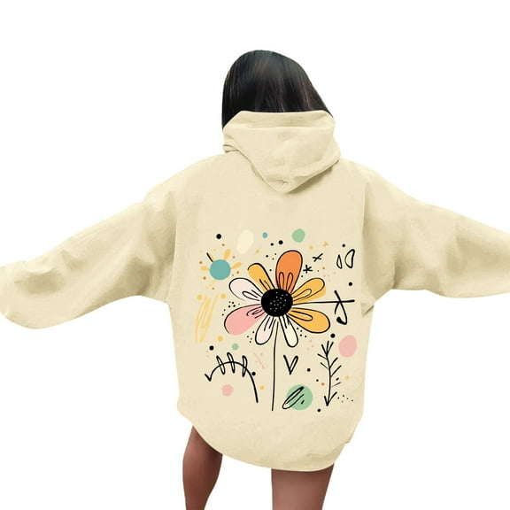 Women's Oversized Hoodie Fleece Sweatshirts Graphic Print Pullover with Kangaroo Pocket Comfy Fall Winter Loungewear Streetwear